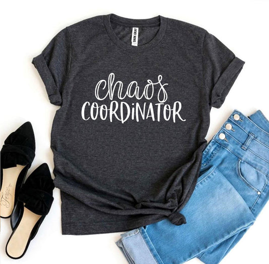 Women's Chaos Coordinator Graphic Tee Slogan Script T-Shirt Tee Shirt